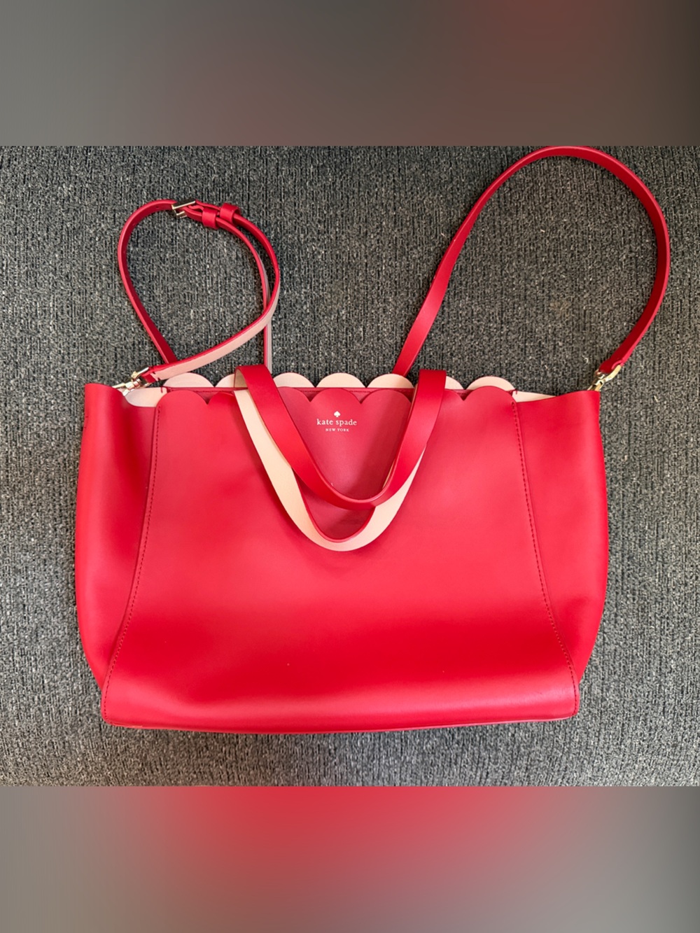 kate spade Red and Cream Scallop-Edge Tote